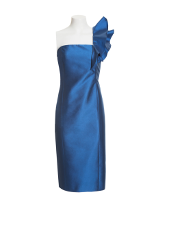 Taffeta Ruffle One Shoulder Dress