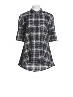 Pleated Plaid Hi Lo Jacket