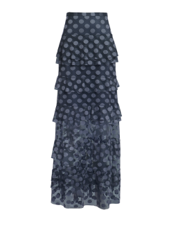 Mesh Dot Tier Maxi Skirt