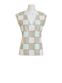 Sequin Faux Wrap Blouse