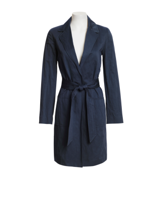 Crinkle Brushed Cotton Wrap Coat